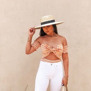 Yellow gingham bodysuit